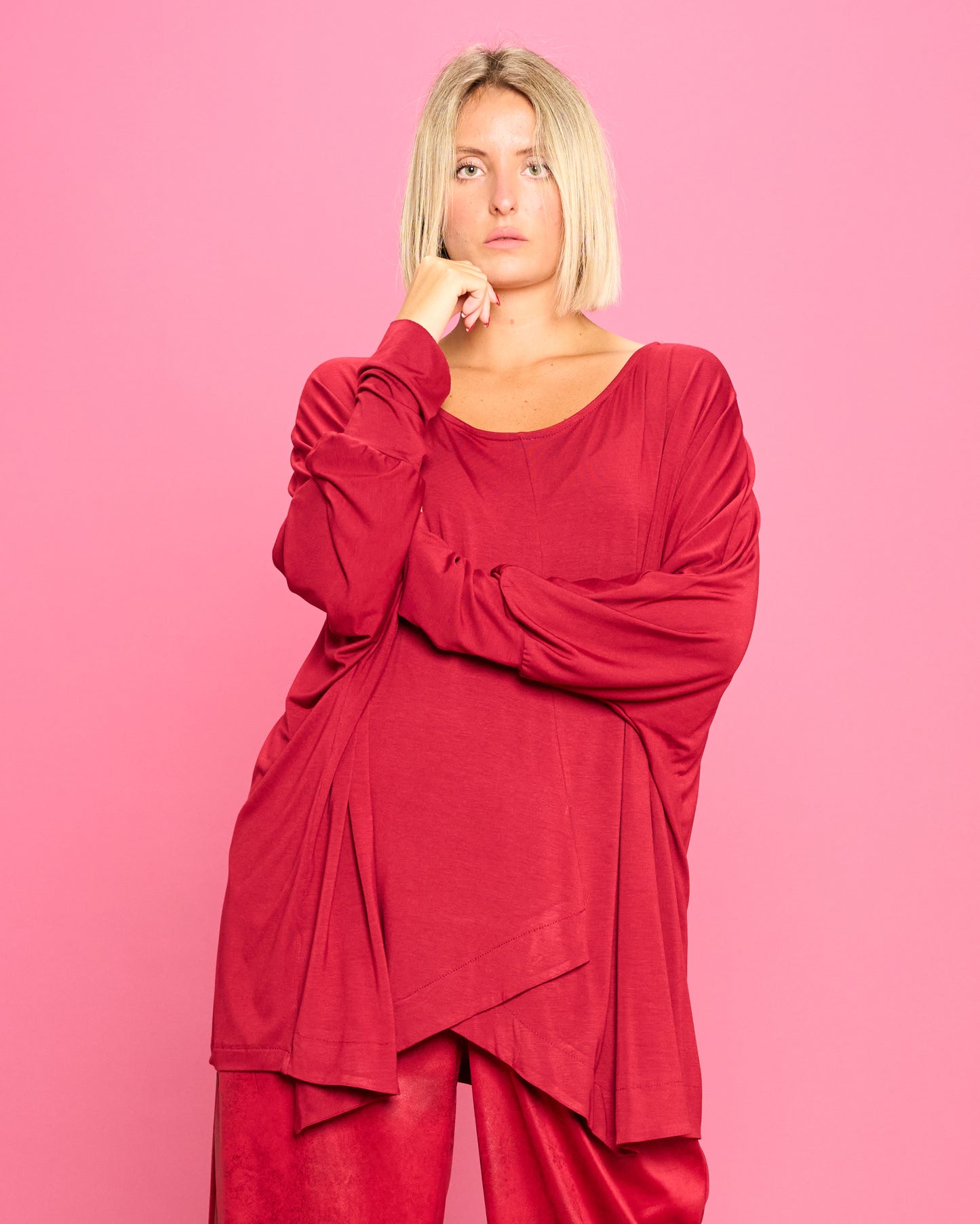 Maglia Over con Orlo Diagonale
