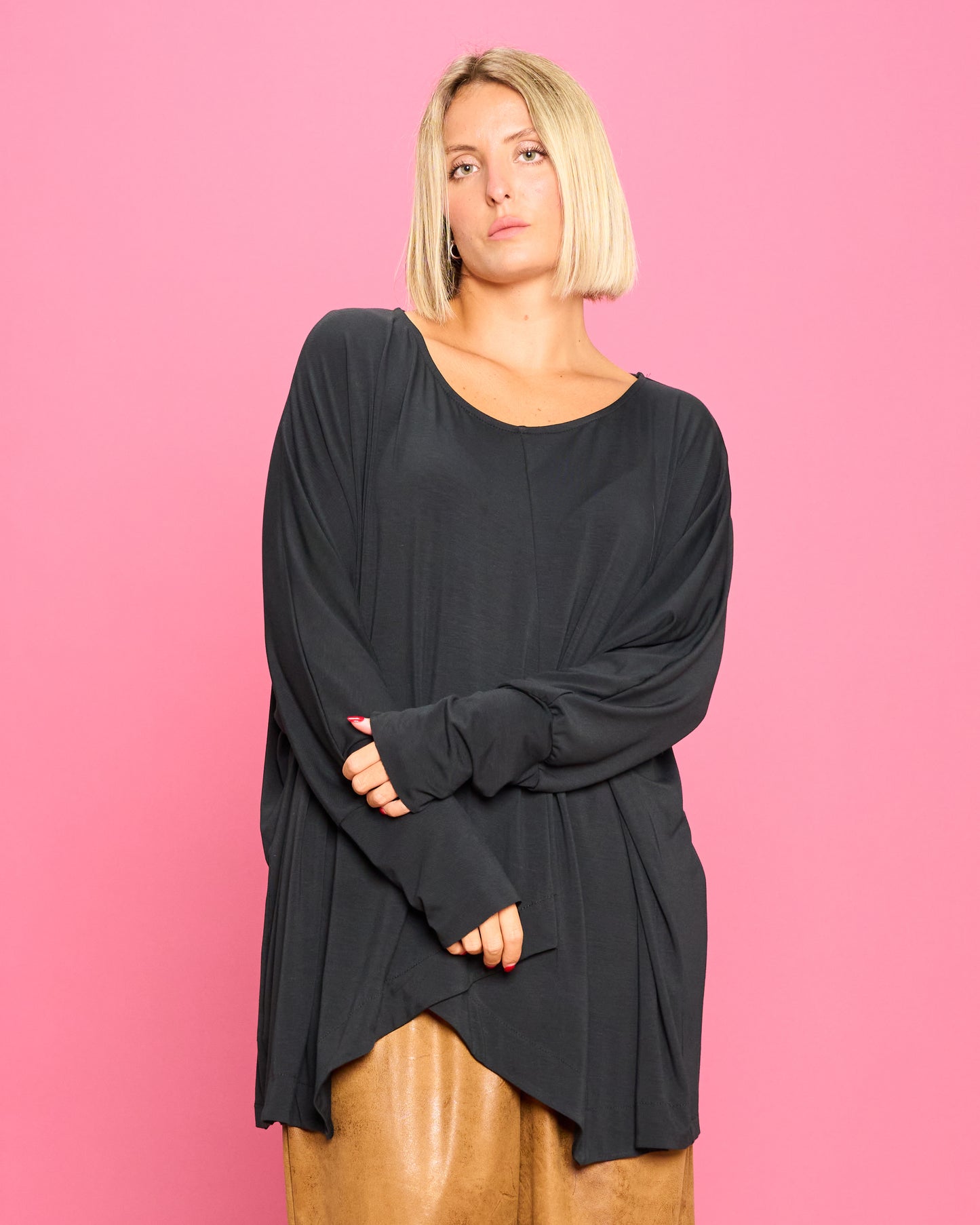 Maglia Over con Orlo Diagonale