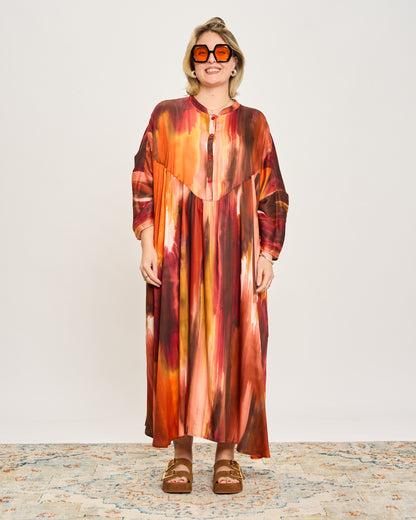 Abito Svasato Oversize con Apertura a Polo