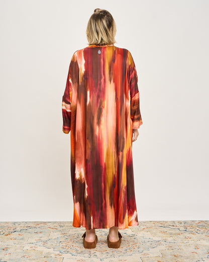 Abito Svasato Oversize con Apertura a Polo