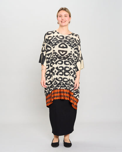 Long Patterned Batwing T-Shirt