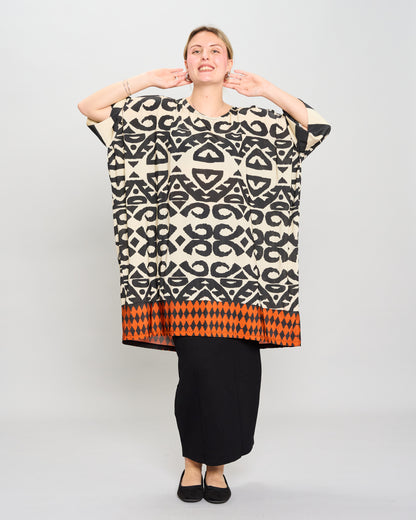 Long Patterned Batwing T-Shirt
