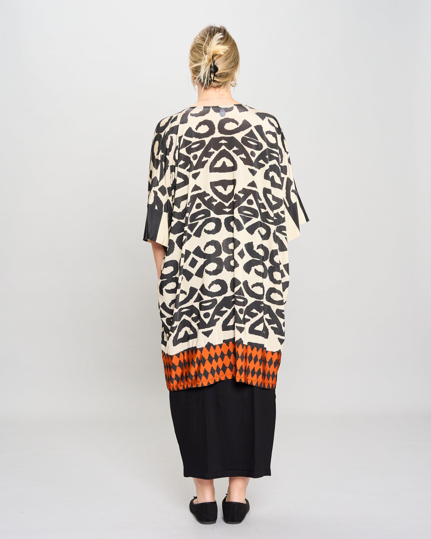 Long Patterned Batwing T-Shirt