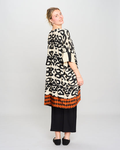 Long Patterned Batwing T-Shirt