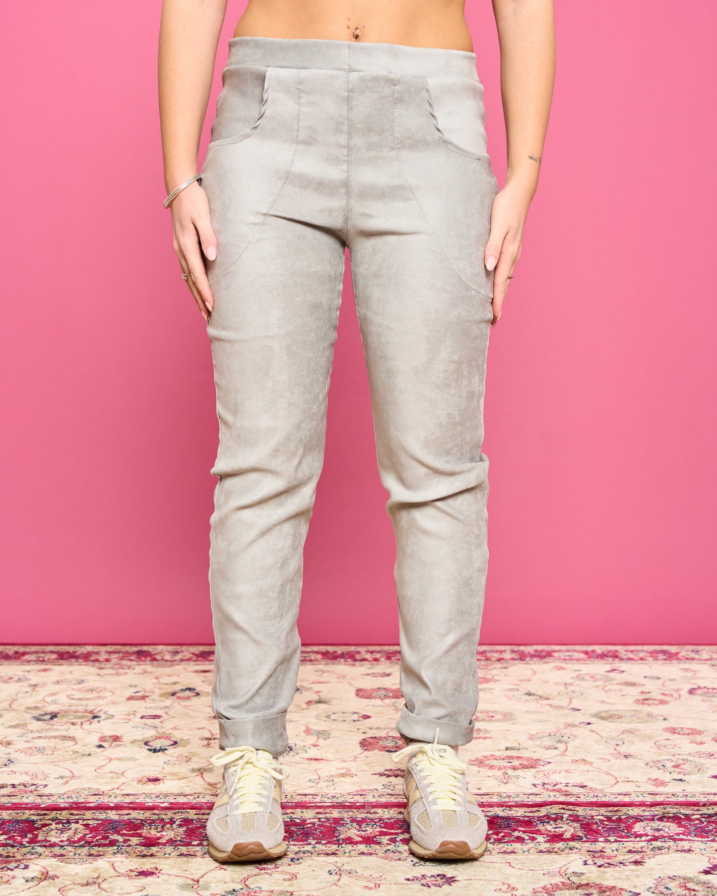 Stretch Suede Skinny Trousers