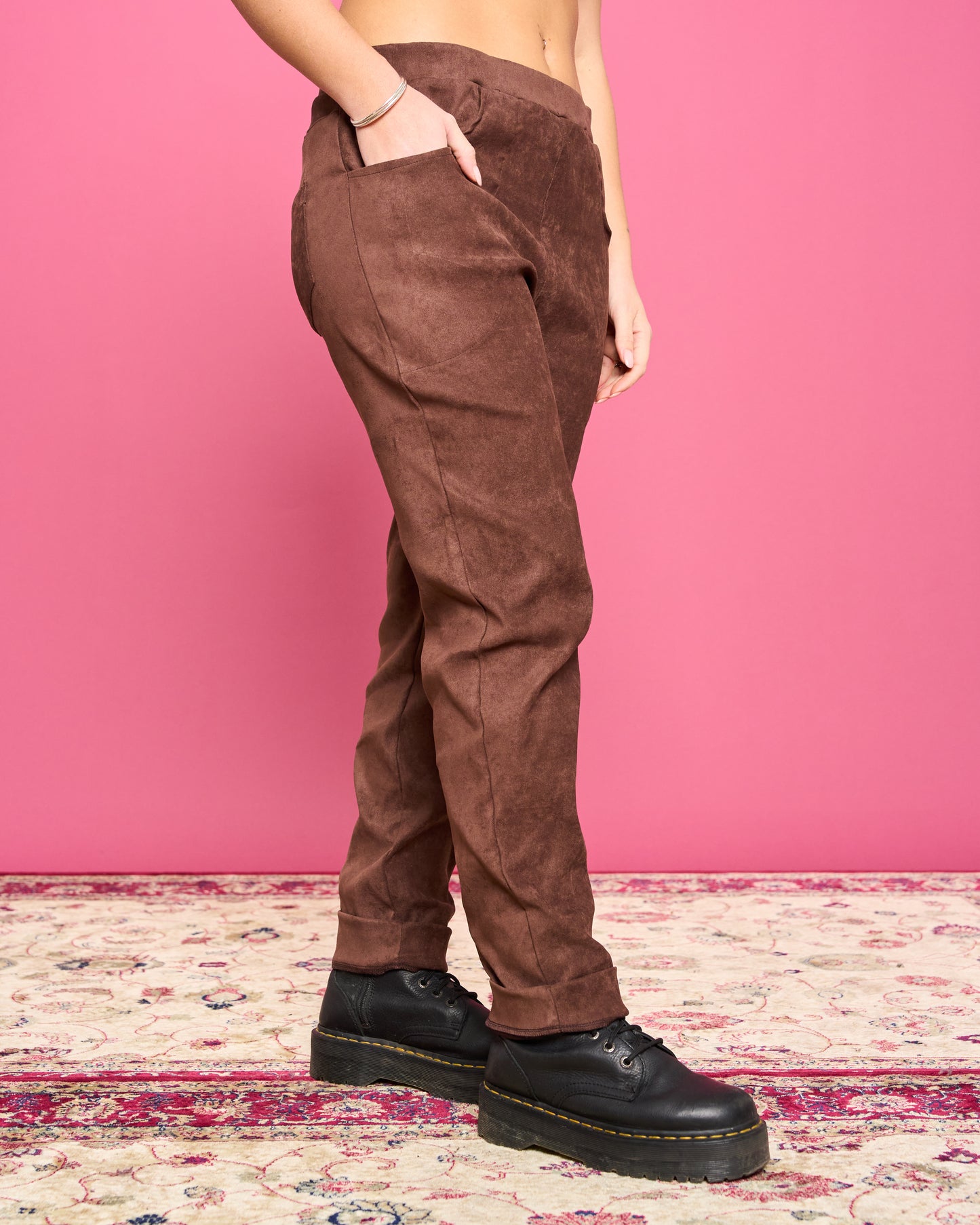 Stretch Suede Skinny Trousers
