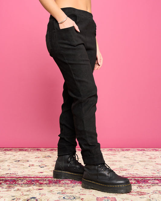 Stretch Suede Skinny Trousers