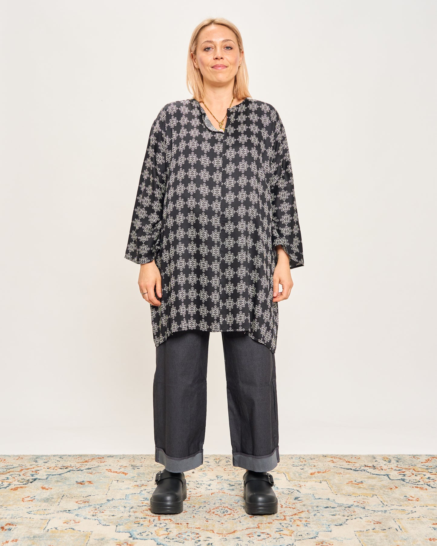 Patterned Tunic with 3/4 Sleeves