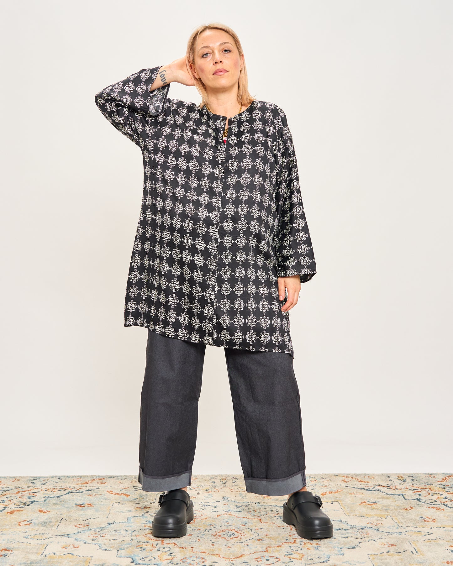 Patterned Tunic with 3/4 Sleeves