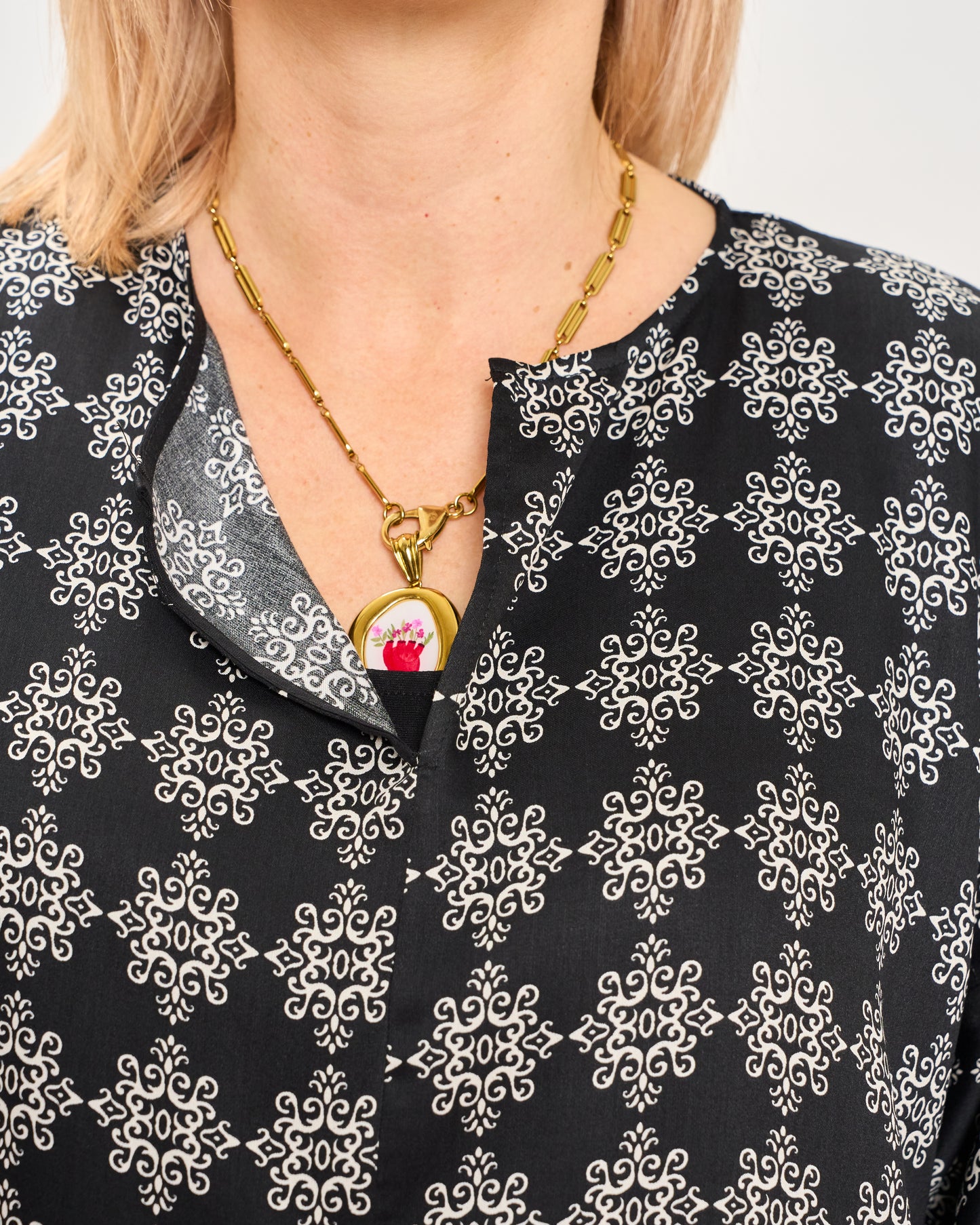 Patterned Tunic with 3/4 Sleeves