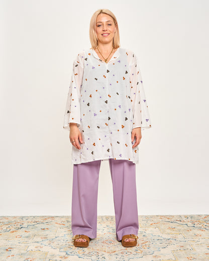 Embroidered Tunic with 3/4 Sleeves