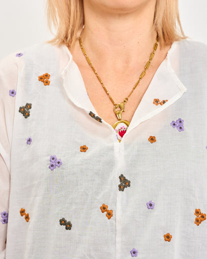 Embroidered Tunic with 3/4 Sleeves
