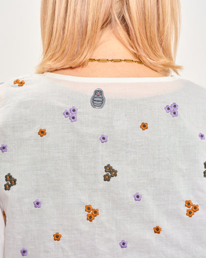 Embroidered Tunic with 3/4 Sleeves