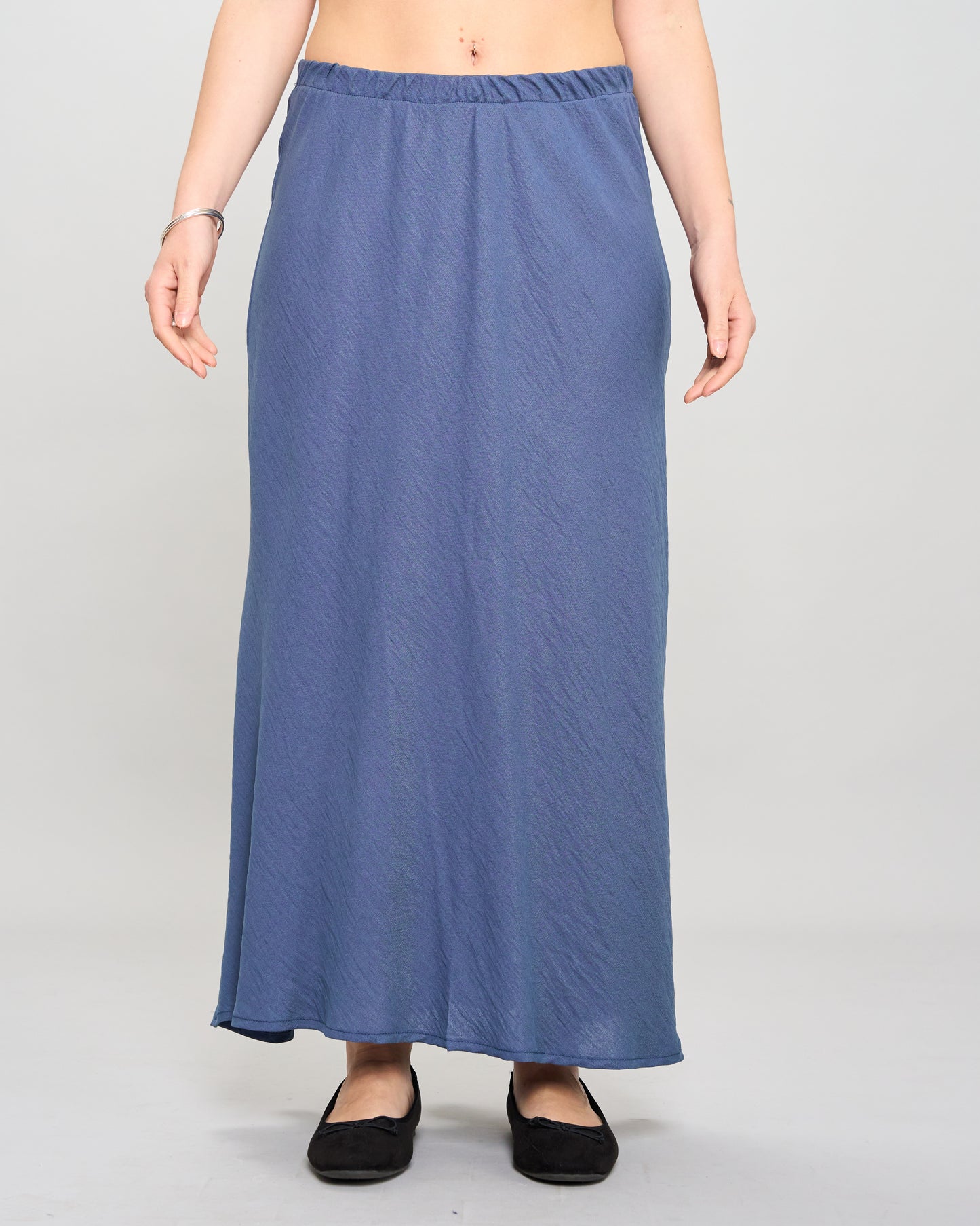 Flared Skirt in Viscose with Linen Effect