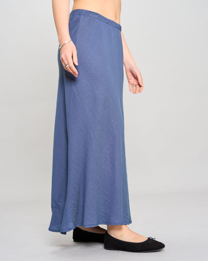 Flared Skirt in Viscose with Linen Effect