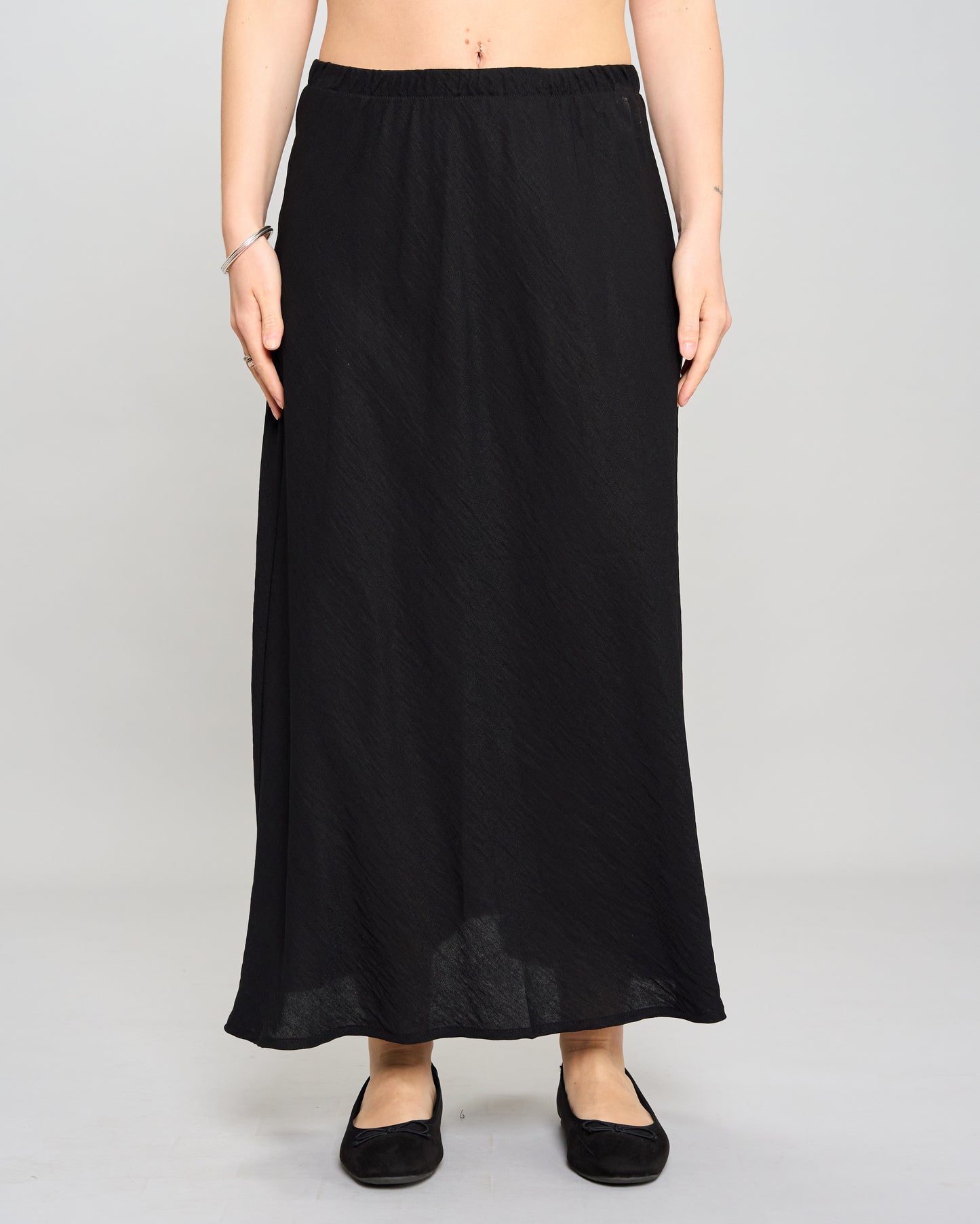 Flared Skirt in Viscose with Linen Effect