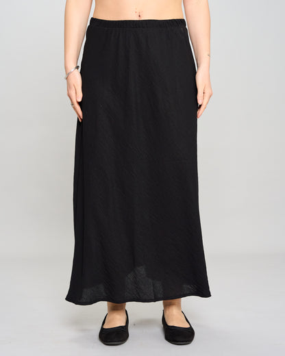 Flared Skirt in Viscose with Linen Effect