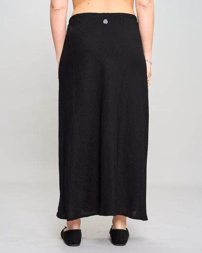 Flared Skirt in Viscose with Linen Effect