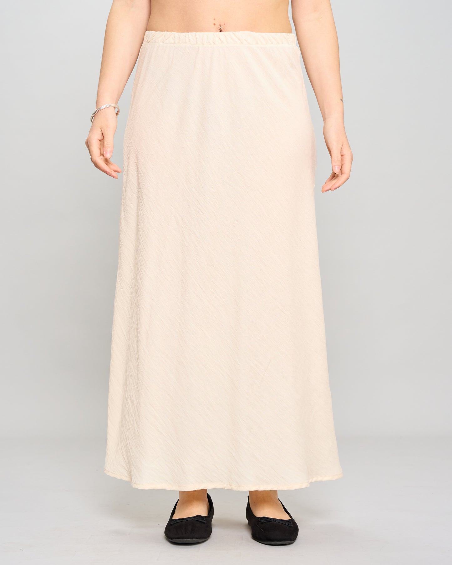 Flared Skirt in Viscose with Linen Effect