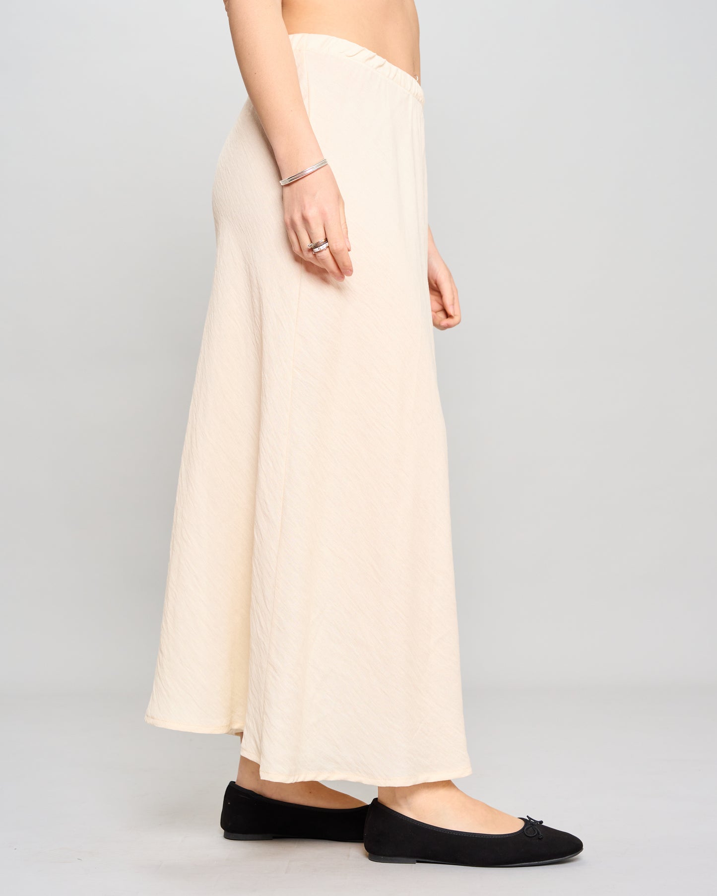 Flared Skirt in Viscose with Linen Effect