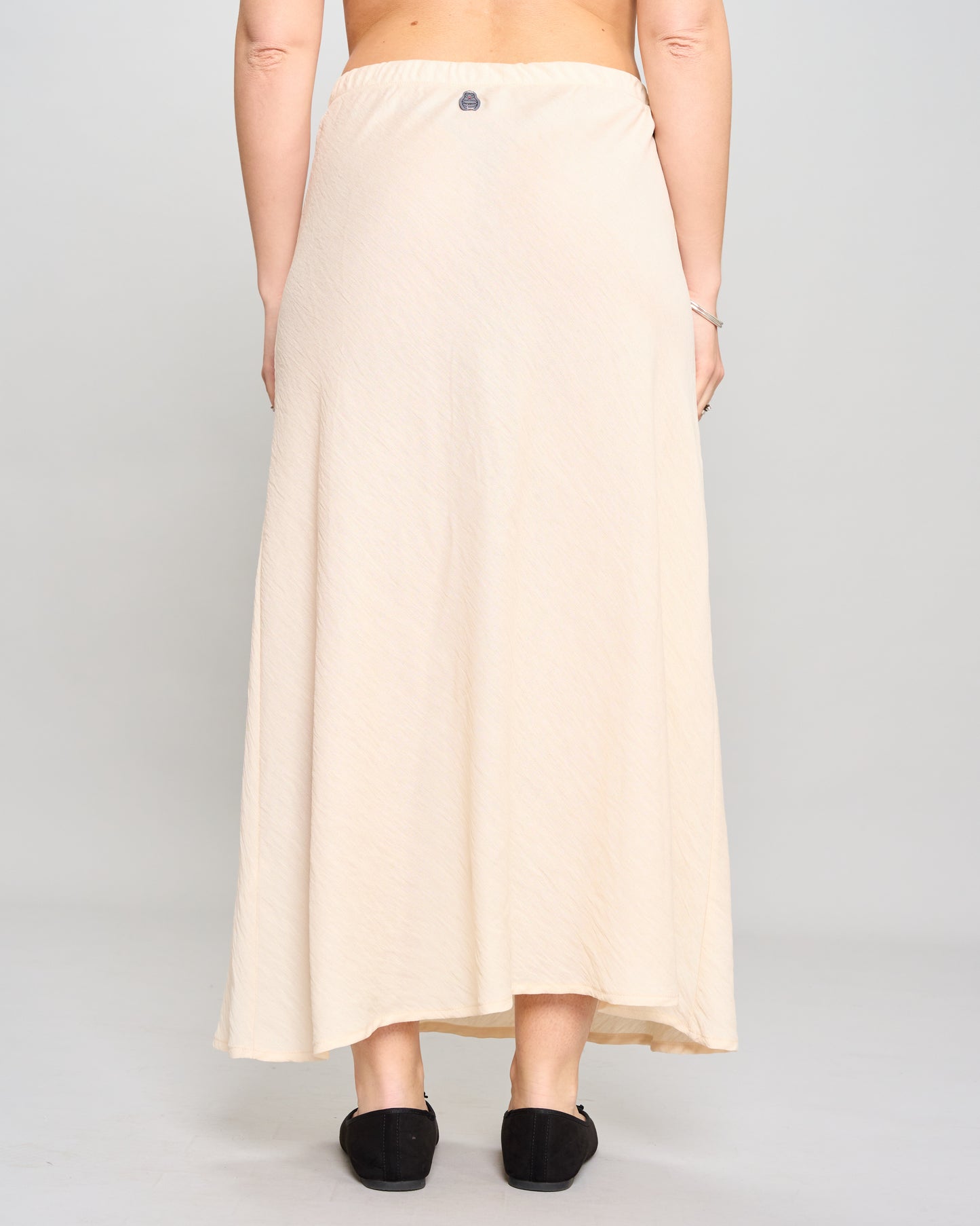 Flared Skirt in Viscose with Linen Effect
