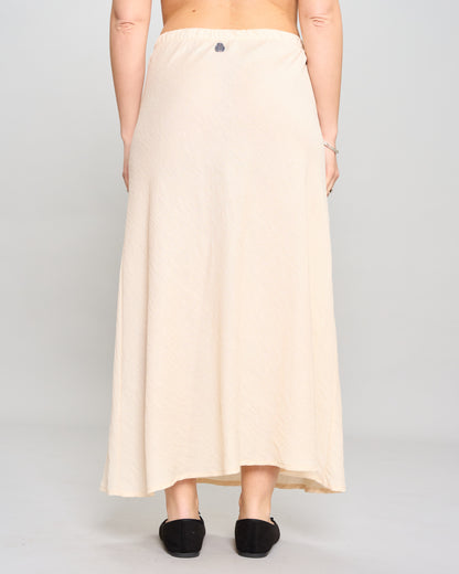Flared Skirt in Viscose with Linen Effect