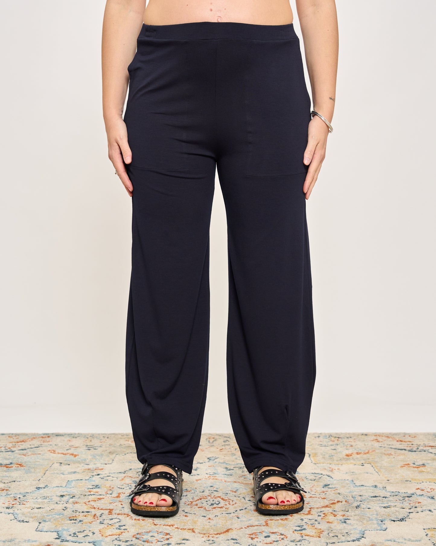 Pantalone Ripreso Comodo in Viscosa