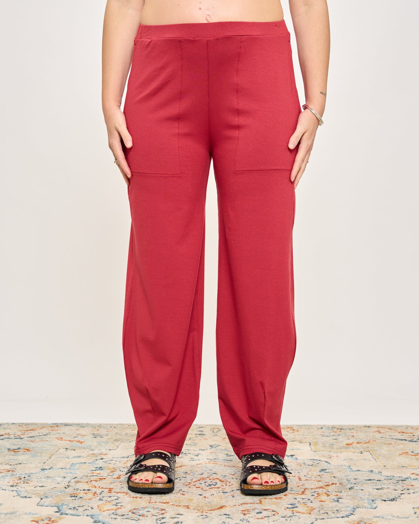 Pantalone Ripreso Comodo in Viscosa