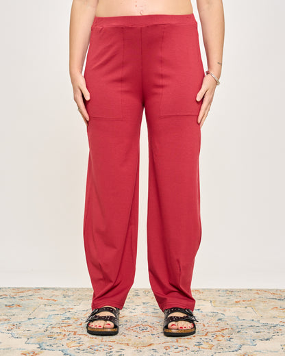 Pantalone Ripreso Comodo in Viscosa