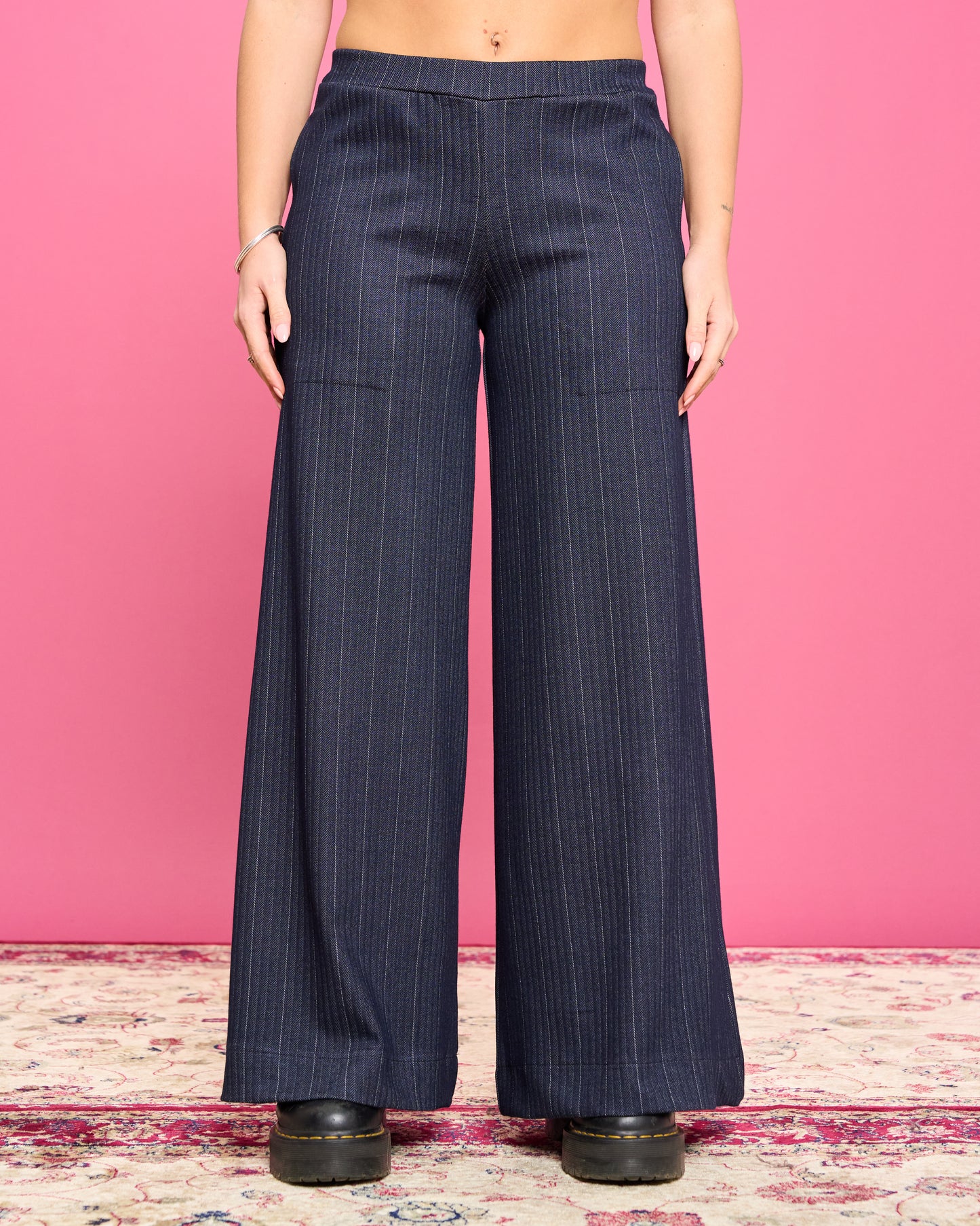 Palazzo trousers with a stretch denim effect