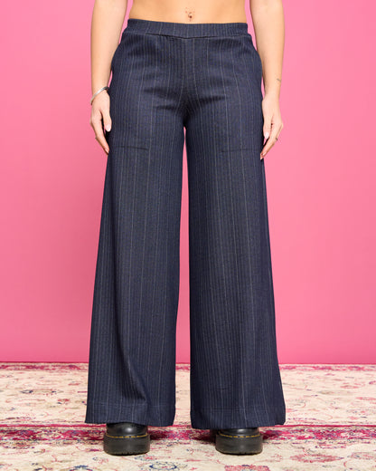 Palazzo trousers with a stretch denim effect
