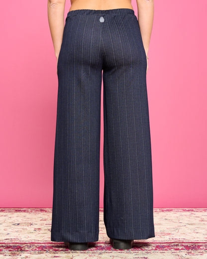 Palazzo trousers with a stretch denim effect