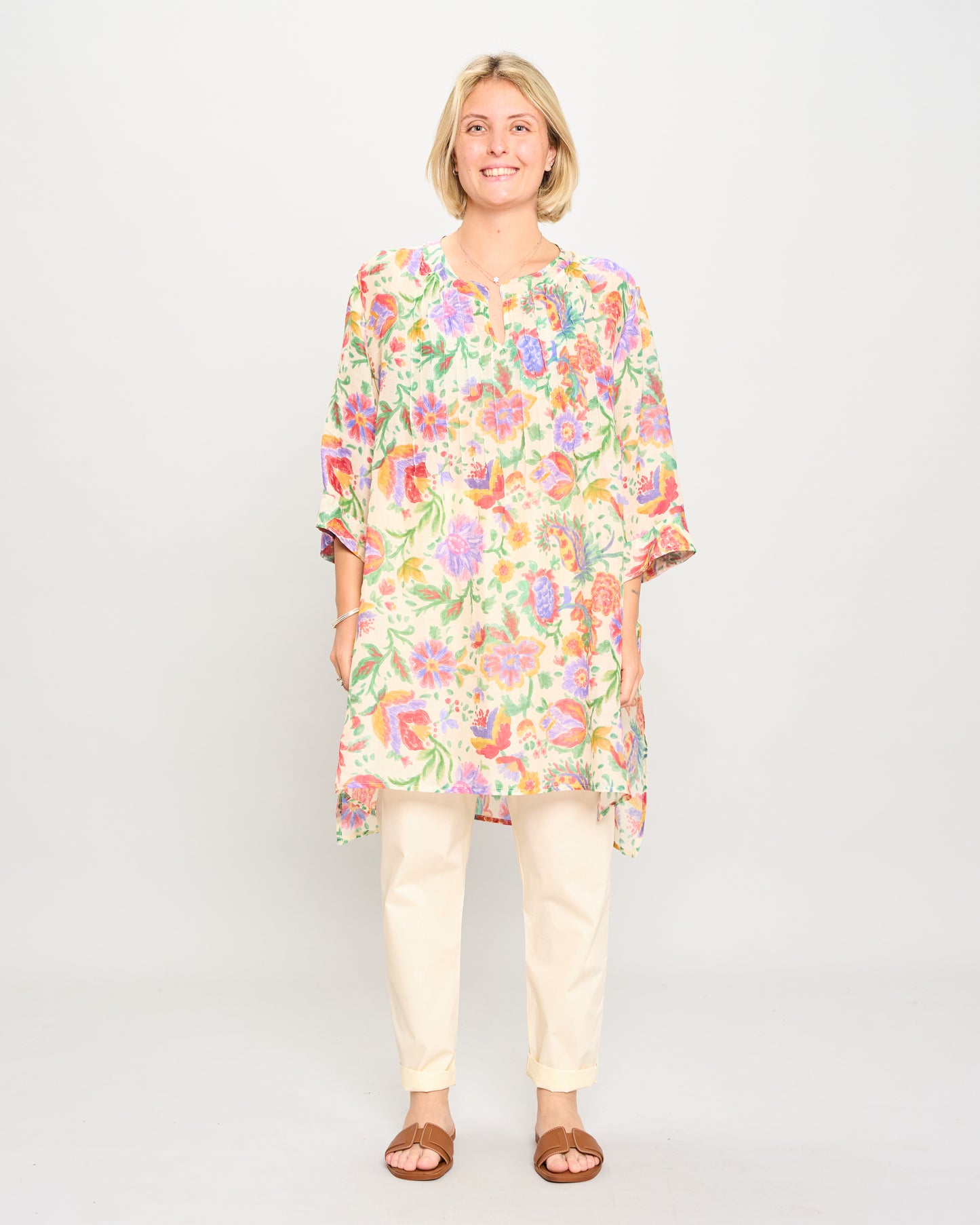 Blusa Over con Dettaglio a Pieghe