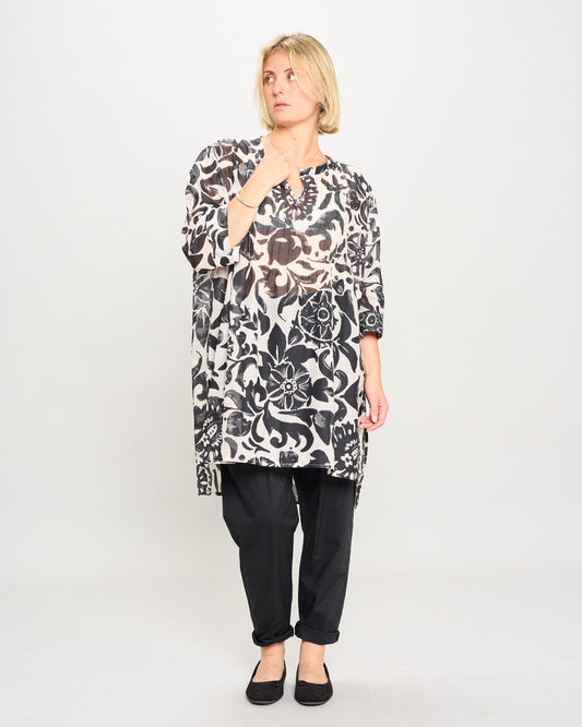 Blusa Over con Dettaglio a Pieghe