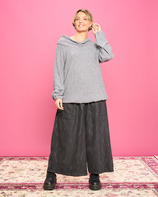 Maglia a Trecce con Collo a Ciambella