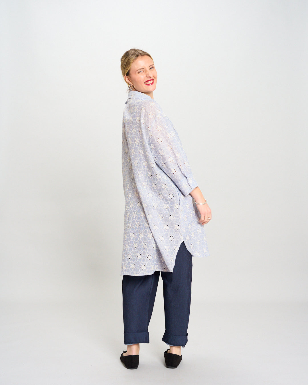 Oversized Shirt in Striped Sangallo