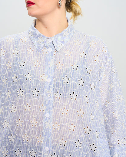 Oversized Shirt in Striped Sangallo